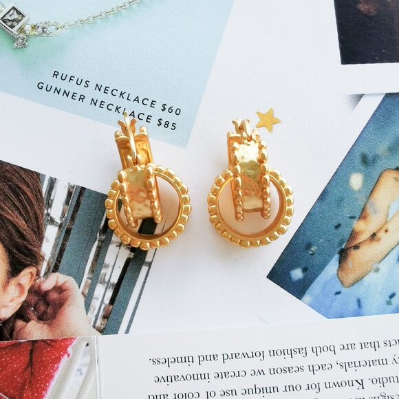 New Julie Vos Marbella Hoop Earrings 24K Gold Plate - Picture 5 of 5